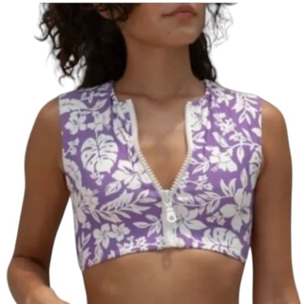 Stone Fox Swim Mase Bikini Top XS NWT | Kauai Print Luxe Stretch Minimal Cut